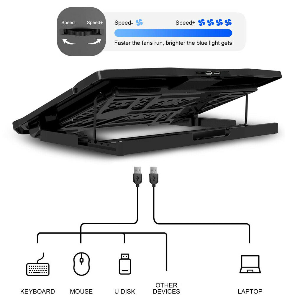 Laptop Cooling Pad, Gaming Laptop Cooler Stand For Gaming Notebook Laptop Cooler LED Fan, 6-Fans