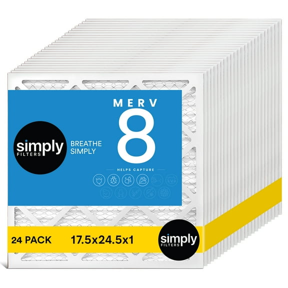 Simply Filters 17.5x24.5x1 MERV 8, MPR 600, AC Furnace HVAC Air Filter (24 Pack)