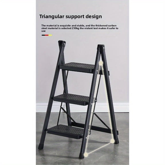 4-Step Heavy Duty Aluminum Folding Ladder with Non-Slip Steps - A-Frame Design for Home, DIY, Painting & Outdoor Use, Space Saving Collapsible Ladder for Adults & Contractors