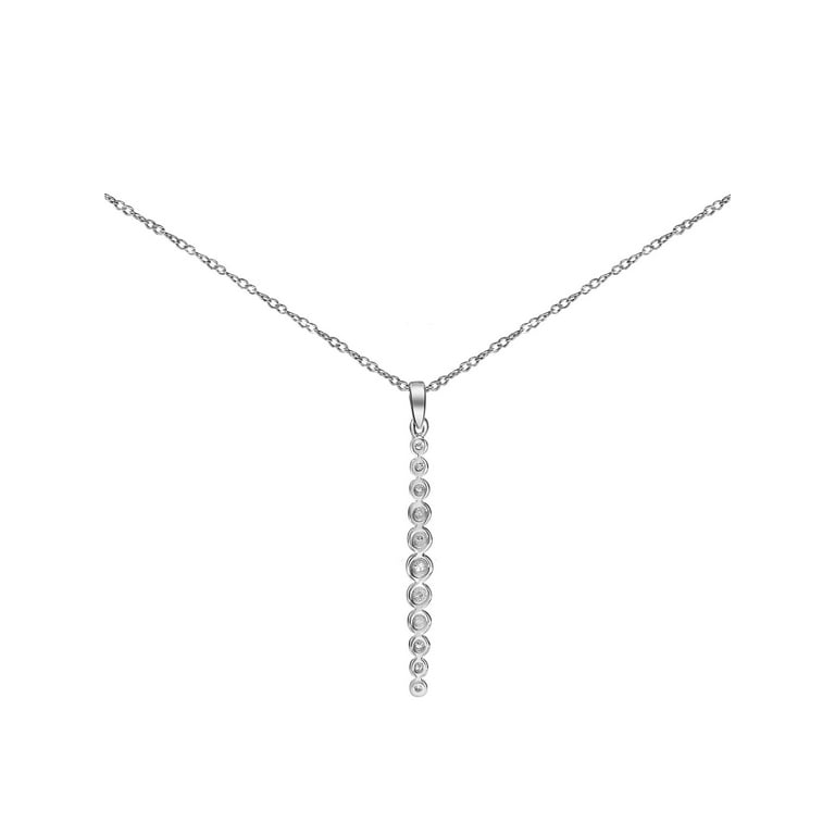 Keepsake 1/7ctw Diamond Sterling Silver Vertical Bar Pendant (I-J, I3), 18