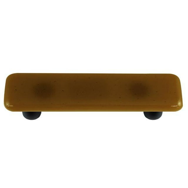 Light Bronze Rectangle Glass Cabinet Pull - Black Post