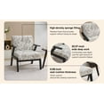 thumbnail image 3 of Mid-Century Modern Lounge Armchair - Embroidered Fabric, Beige &amp; Grey - Living Room Seat. Rubberwood Frame, 350lb Capacity, Study Accent Chair. 27.5" Wide., 3 of 32