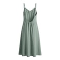 thumbnail image 5 of Women's Linen Dresses Solid Color Summer Beach Vacation Plus Size Sleeveless Flowy Loose Maxi Sundress Boat Neck Button Down Breathable Gauze Dress, 5 of 7