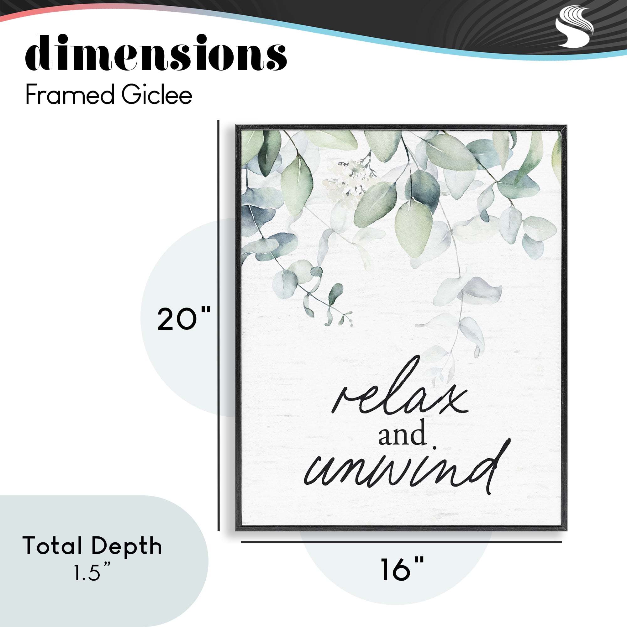 Relax And Unwind Herb Leaves Black Framed Giclee Art, design by Lettered and Lined