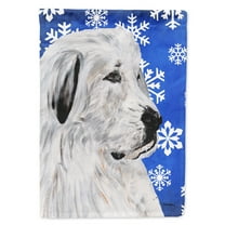 Great Pyrenees Winter Snowflakes House Flag