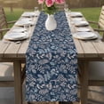 thumbnail image 4 of Dandelion Table Runner - 90 Inch Long Navy Blue Flowers Modern Minimalist Spring Cotton and Linen Blended Dress Scarves Farmhouse Table Runner for Kitchen Dining, Coffee Table, 13" x 90", 4 of 8