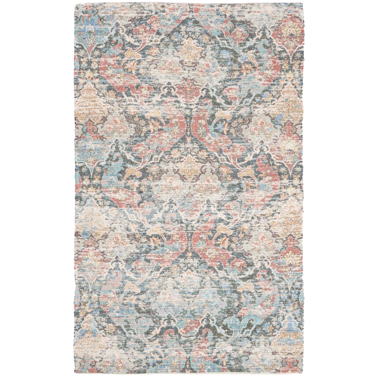 SAFAVIEH Saffron Nikola Floral Area Rug, Coral/Aqua, 6' x 6' Square