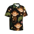 thumbnail image 2 of Uemuo Monkeys Swinging from Palms Printed Regular Fit Short Sleeve Casual Hawaiian Shirt for Men,Aloha shirt,Tropical shirt,Floral print shirt,Vacation Beach shirt-XX-Large, 2 of 9
