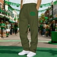 thumbnail image 2 of SELONE Elastic Waist Cargo Pants for Men Pattern Straight Leg Pants St. Patrick's Day Trousers with Pockets Casual Wear, 2 of 5