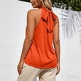 thumbnail image 4 of Alun Womens 2026 Fashion Summer Tank Tops Dressy Casual Lace up Halter Top Solid Color High Neck Sleeveless Tshirt Beach Vacation Thin Breathable Loose Fit Daily Wear Orange XXL, 4 of 6