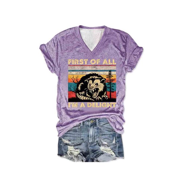 Puntoco Blusas estampadas de moda para mujer, blusas de manga corta, camisetas con cuello en V