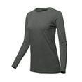 thumbnail image 2 of A2Y Women's Basic Solid Soft Cotton Long Sleeve Crew Neck Top Shirts Charcoal S, 2 of 3