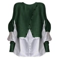 thumbnail image 4 of Green Womens Tops Women's Autumn and Winter New Layered Pullover Spliced Two Piece Knitted Sweater Shirt Fall Outfits for Women 2025, 4 of 4