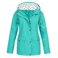 thumbnail image 5 of WTOBBY Womens Raincoats With Hood Lightweight Outdoor Hooded Waterproof Windbreaker Solid Trench Coat Jacket Plus Size, Ideal for Sports and Fashion,Green L, 5 of 5