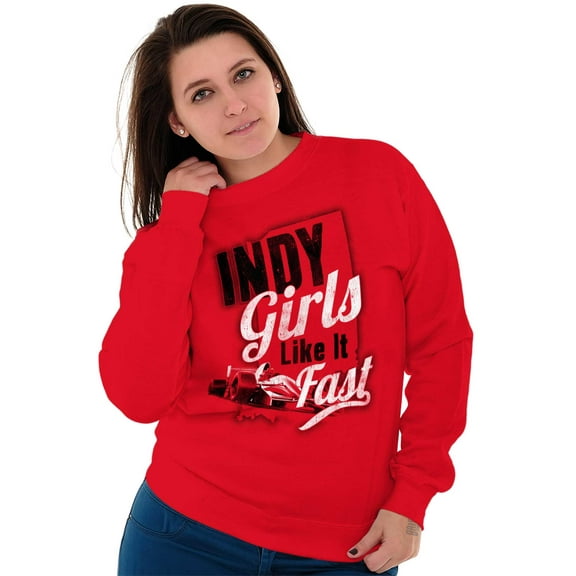 Indy Girls Like it Fast Funny Indiana Women Crewneck Sweatshirt Brisco Brands S