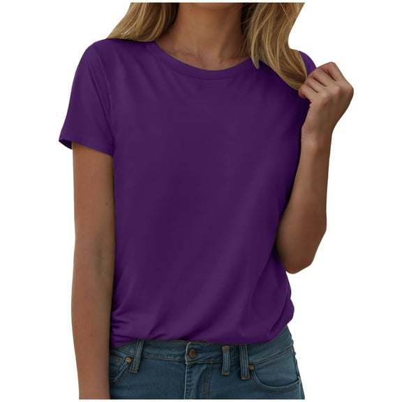 GEWSEY Womens Summer Tops Outfits Spring Casual Dressy T Shirts Workout Clothes Going Out Trendy Vacation Fashion 2025 Purple, M