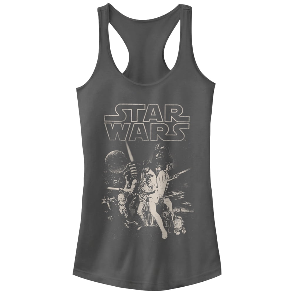 Junior's Star Wars Classic Poster Racerback Tank Top Charcoal Medium ...