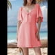thumbnail image 2 of Vestido Mini Elegante con Escote en V Profundo y Lazo en Color Rosa XL, 2 of 8
