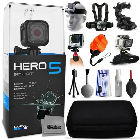 GoPro HERO5 Session CHDHS-501 with Headstrap + Chest Harness + Suction Cup + Handgrip + Floaty Strap + Wrist Hand Glove + Premium Case + Mini Tripod + Dust Blower + Cleaning Kit