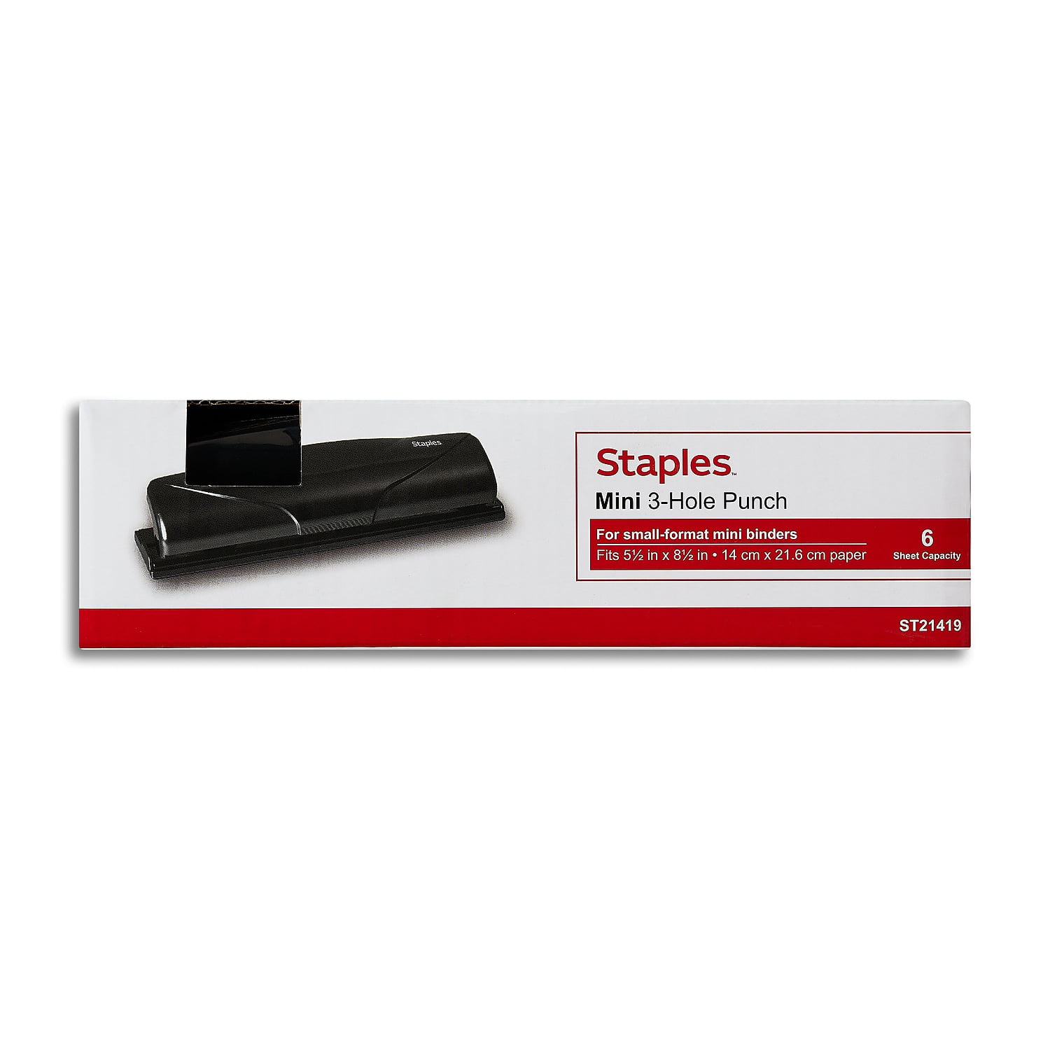 486161 Staples 3-Hole Punch 3 Sheet Capacity Assorted Colors 20545 