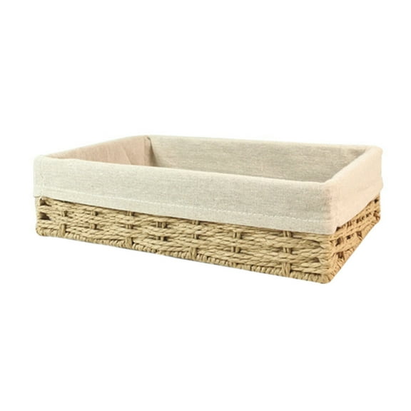 Woven Paper Rope Storage Basket with Liner, Multipurpose Sundries Organizer Bin for Home, Office, and Closet