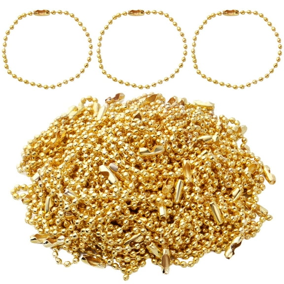 Ball Bead Chains, 100pcs 15cm Metal Long Bead Connector Clasp Ball Bead Chains Keychains Dog Tag Chains for Jewelry Finding Making Accessories, 2.4mm Diameter