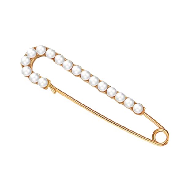 Qarigey Broches de perlas con diamantes de imitación, accesorios de moda para mujer, Clip para ropa femenina, decoración de joyería, Clips para chal Accesorios de disfraces Plata/Perla Qarigey AP009978-04