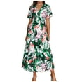 thumbnail image 2 of Robes Maxi pour Femmes 2023 Mode Décontractée Printemps et Été Imprimé Floral Manches Courtes Col en V Robe Cheville Manches Courtes en Liquidation, 2 of 9