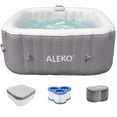 thumbnail image 1 of ALEKO Spa Gonflable Carré pour 4 Personnes avec Couverture Gris, 1 of 9