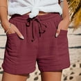 thumbnail image 4 of Linen Shorts for Women Comfy Shorts Gauze Pants Elastic Waist Shorts Casual Loose Outfits 2026 High Waisted Wide Leg Beach Short with Pockets Solid Color Short Lounge Wear 4Xl, 4 of 9