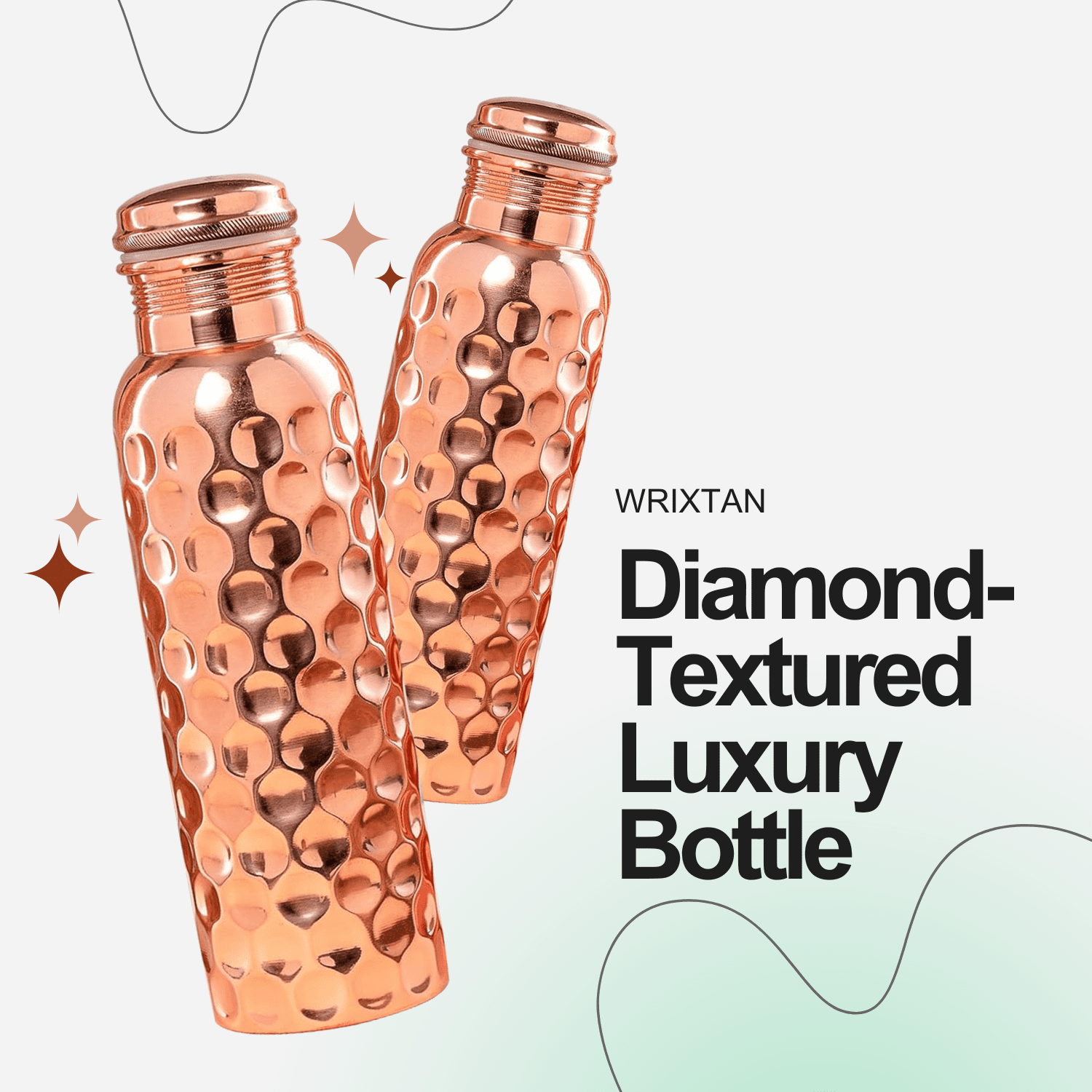 Wrixtan Diamond Copper Water Bottle, 1 Liter