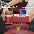 thumbnail image 3 of Car Leather Cup Holder Gap Bag, 2024 New Seat Gap Storage Box, Adjustable Car Gap Filler, Leather Cup Holder Gap Bag with Cup Holder for Phones Glasses Keys Cards, 3 of 7