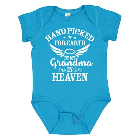 

Inktastic Handpicked for Earth by My Grandma in Heaven Angel Wings Gift Baby Boy or Baby Girl Bodysuit