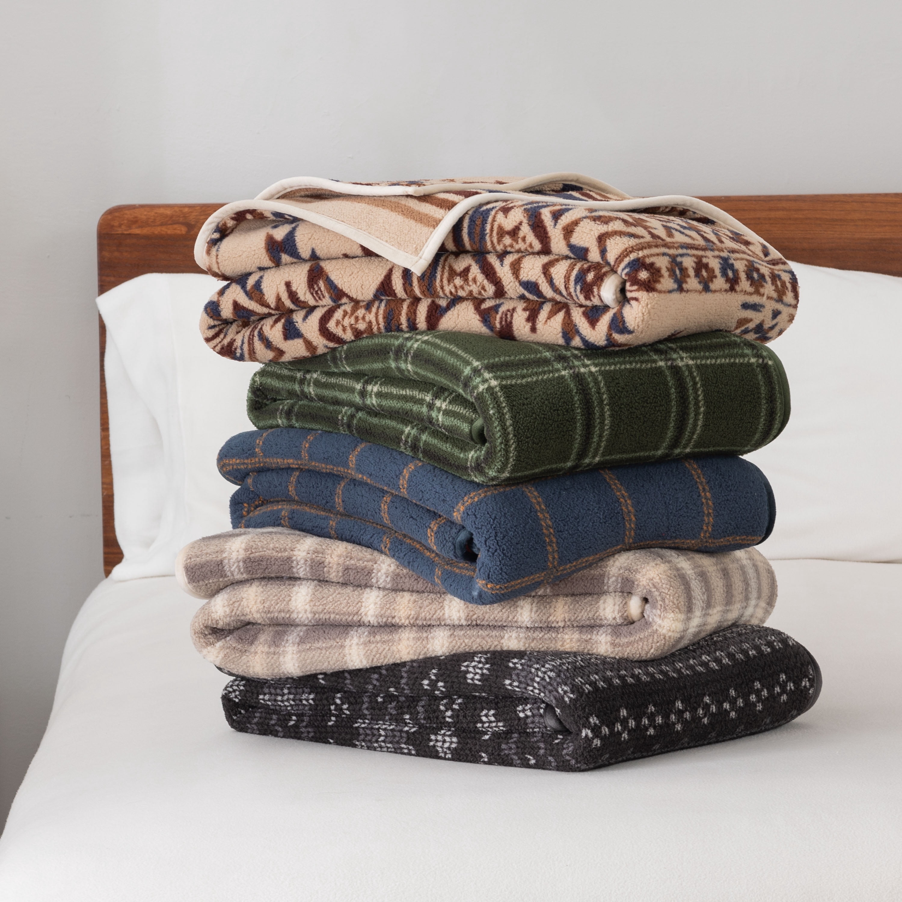 Berkshire Life Reversible Printed Hampshire Throw, Oversized, Angela Hazy Plaid