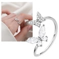 thumbnail image 3 of CILENON Gold Rings for Women Butterfly Ring Women's Tail Ring Small And Luxury Design Light Luxury Index Finger Ring Plain Ring Open Ring Rings for Women Gold Plated Rings for Women (Silver,One Size), 3 of 6