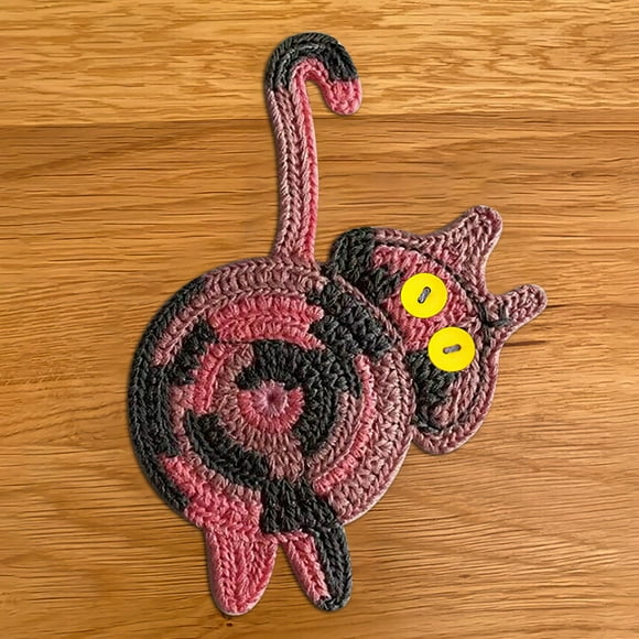 SMihono Kitchen Organizers and Storage Cat Butt Funny Drink Mat Handmade Crochet Mat Absorbent Mat Suitable For Home Office Decoration Cat Love Cat Gift Kitchen Gadgets Must Have 2023
