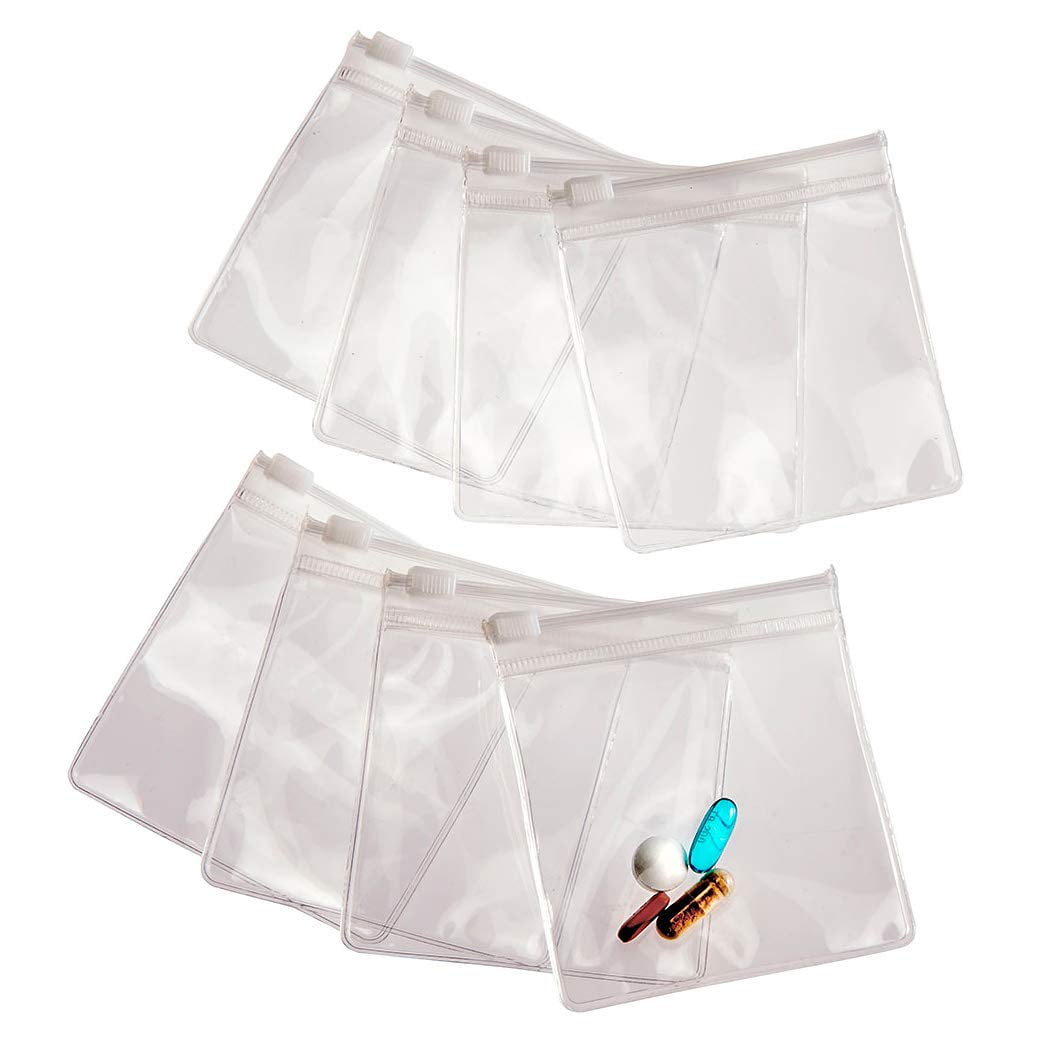 Zippered Pill Pouch, 7 mil 8 Pack, DAILY PILL ORGANIZER POUCHES 8