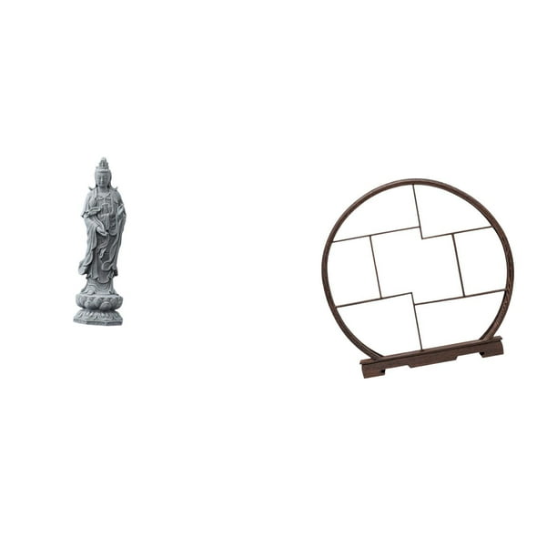Estatua de Guan Yin,Estatua de Guan Yin para decoración del hogar.,Expositor de artesanías,Expositor de madera para objetos de colección artísticos,Estante de exhibición antiguo de madera