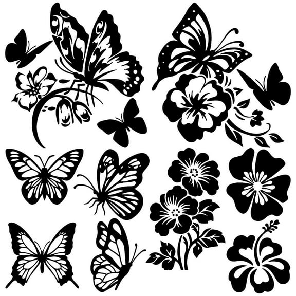 1 Set 4Pcs 4 Styles PET Waterproof Self-adhesive Car Stickers Reflective Decals for Car Motorcycle Decoration Butterfly 200x200mm 1pc/style