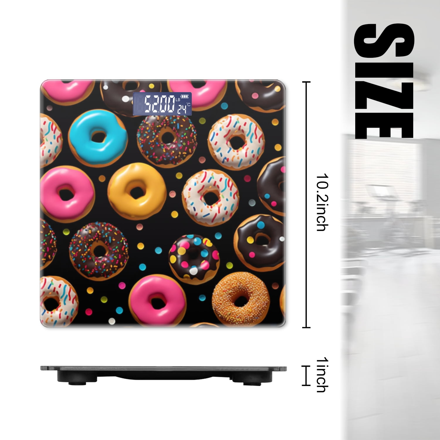 High Precision Body Weight Scale Smart Bathroom Scales with Large LCD Display(400lbs),Decorative for Bedroom-Colorful Doughnuts With Vibrant Sprinkles On Top