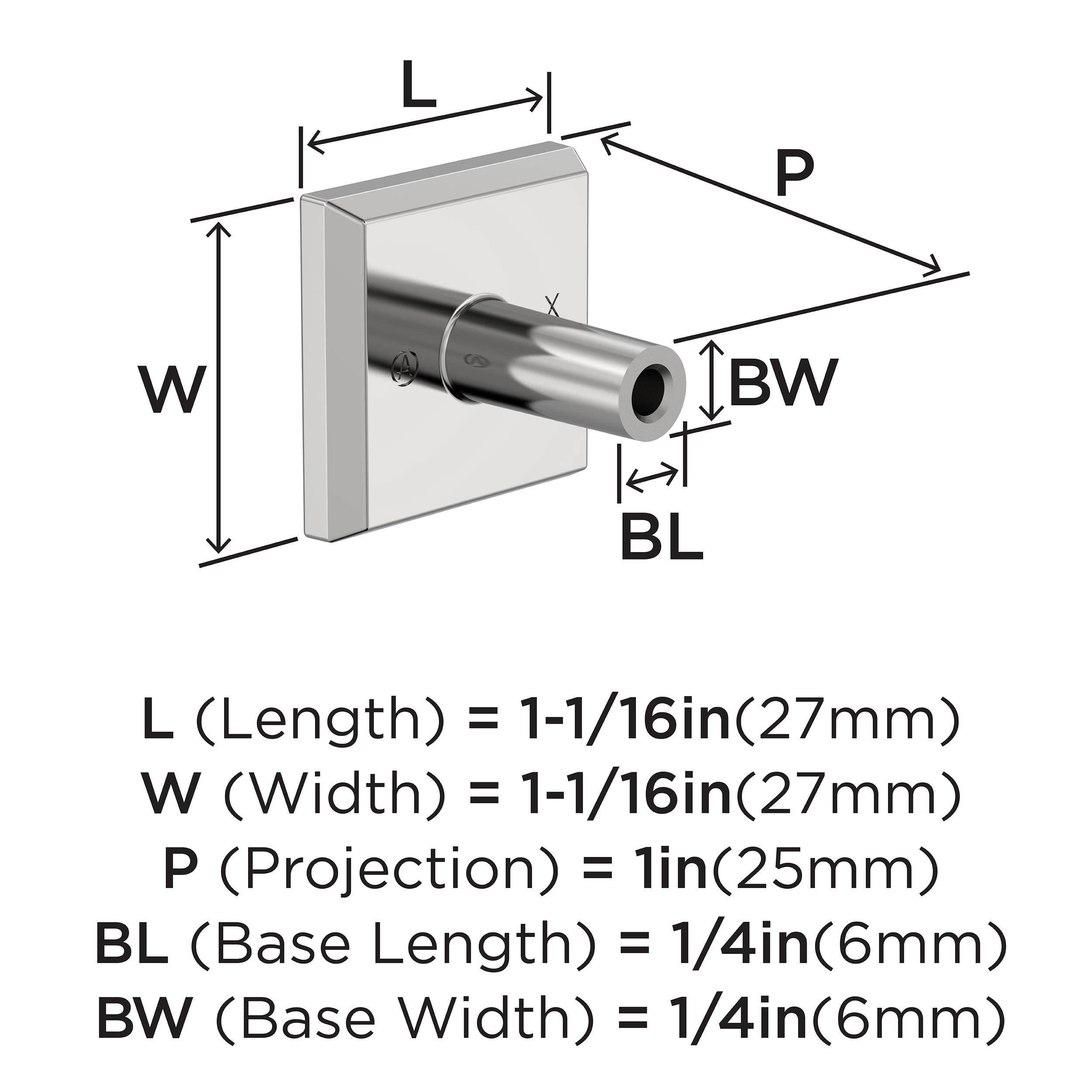 Amerock Chamfered Edge 1-1/16 inch Length Polished Chrome Cabinet or Furniture Knob, 10 Pack