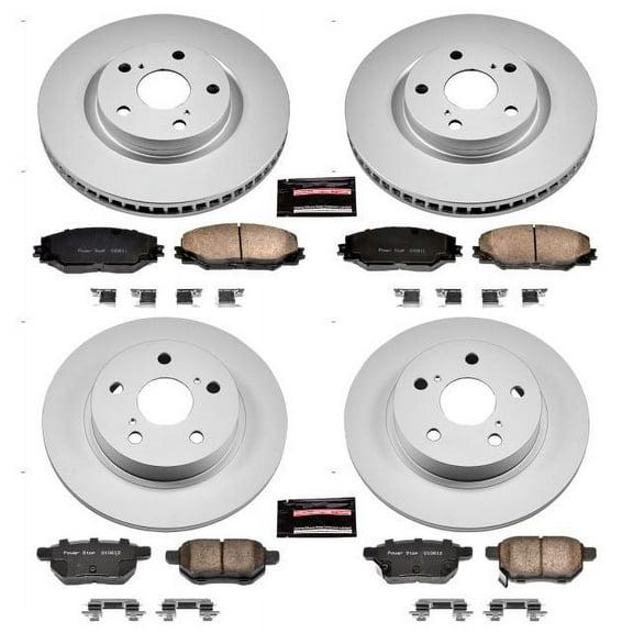 PowerStop Front and Rear Geomet Coated Brake Rotor and Pad Kit Fits: SCION Select Models CRK6076