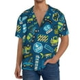 thumbnail image 3 of KLL Cartoon Heavy Equipment Print Men's Shirt Short Sleeve Button Down Summer Cuba Beach Shirts- X-Large, 3 of 7