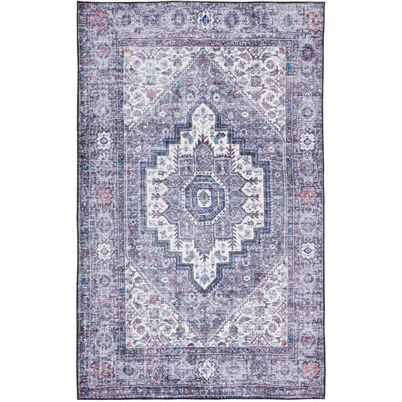 SAFAVIEH Tucson Melva Traditional Machine Washable Area Rug, 5' x 8', Beige/Grey