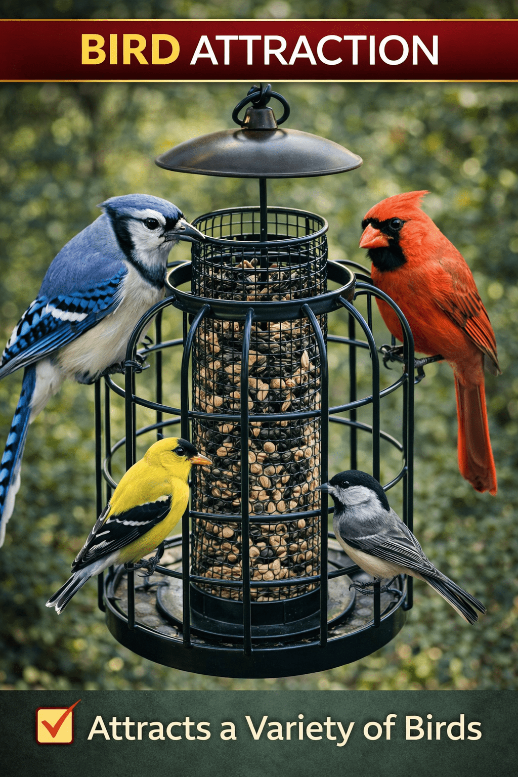 Simple Living Solutions Squirrel Resistant Bird Feeder, Metal Cage, Hanging Outdoor
