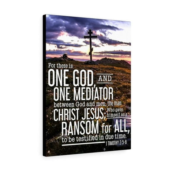 Scripture Walls One God 1 Timothy 2:5‭‬6 Bible Verse Canvas Christian Wall Art Ready to Hang Unframed