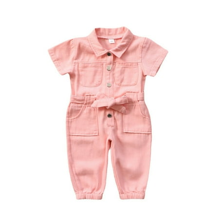 

Baby Romper Toddler Girls Short Sleeve Solid Color Jeans Jumpsuit Fashion Outwear For Children Clothes Cute Outfits