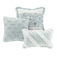 thumbnail image 4 of Madison Park Queen Cotton 9-Piece Comforter Set with Lace Taping Pintucked Printed Bed in a Bag Bedding Set with Decorative Pillows and Euro Shams, Aqua, 4 of 9