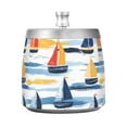 thumbnail image 7 of Yayeee Ashtray with Lid for Cigarette Smokeless Stainless Steel Home Ash Holder, Orange Hand Drawn Sailboats, 7 of 7