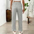 thumbnail image 3 of Baggy Wide Leg Sweatpants for Women Casual Loose Fleece Elastic High Waist Drawstring Solid Color Joggers Comfy Pants with Pockets,Gray,M, 3 of 4